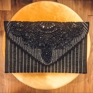 Lulus Constantinople Black Beaded Clutch